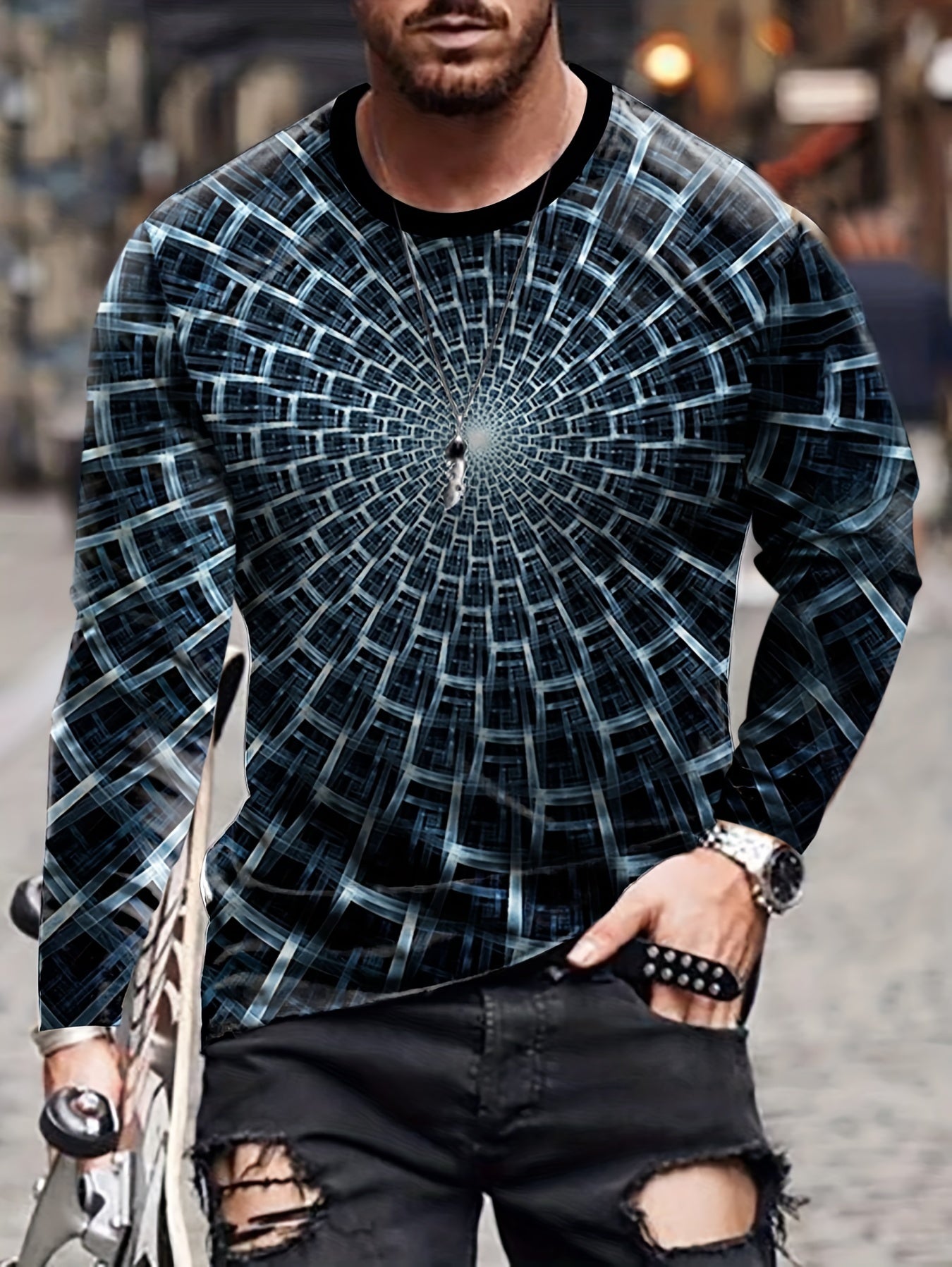 Optical Vision Men's Long Sleeve Vintage Novelty T shirt