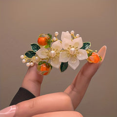 1pc Everything Goes Well Faux Pearl Hair Clip Women's Flower Spring Clip