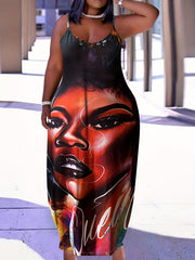 Figure Print Maxi Cami Dress