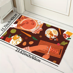 Cartoon Kitchen Mat Food Pattern Rug