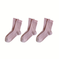 5 Pairs Twist Textured Socks Ruffle Stockings Women's Hosiery