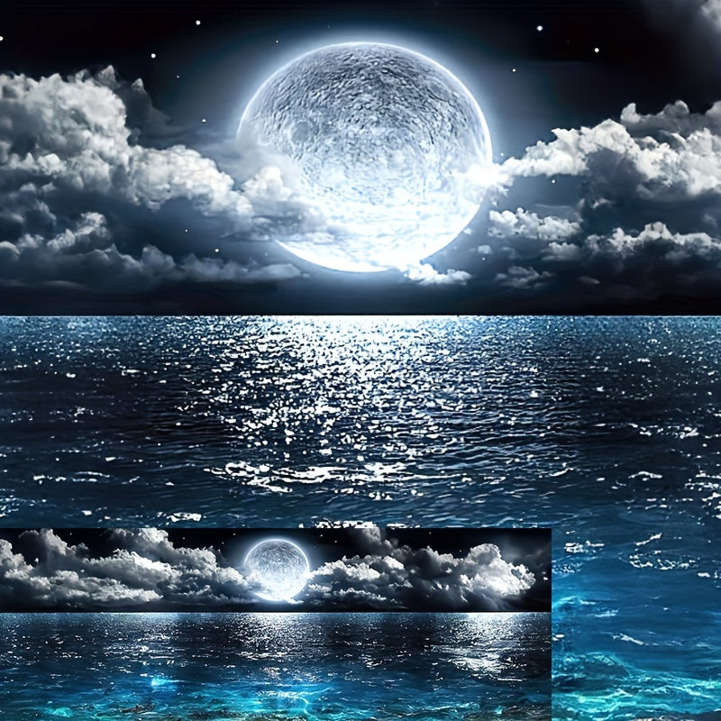 Canvas Poster Modern Abstract Ocean Night Moon Landscape Painting Bedroom Decor