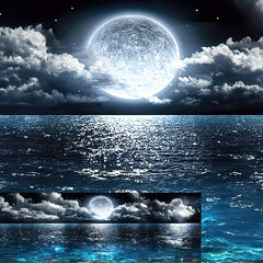 Canvas Poster Modern Abstract Ocean Night Moon Landscape Painting Bedroom Decor