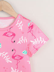 Toddler Girls Flamingo Graphic Casual T shirt Dress