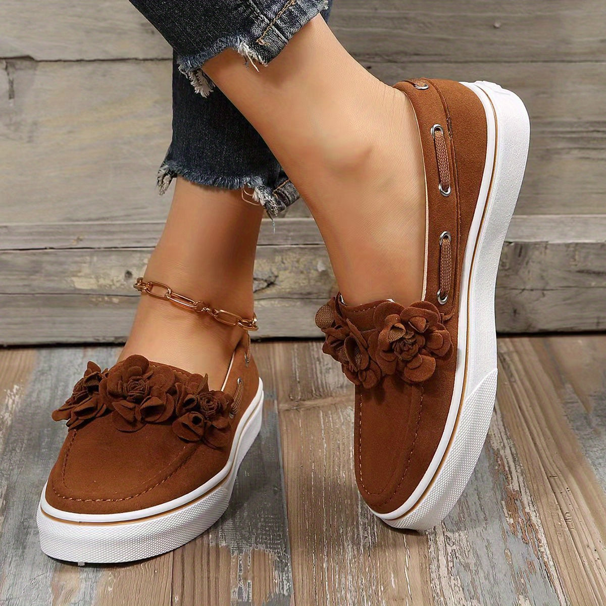 Women's Flower Loafers Comfortable Slip On Shoes