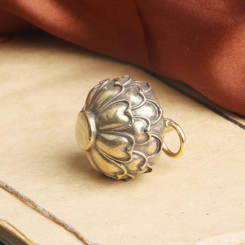 Mini Brass Lotus Incense Holder Key Chain for Car and Backpack