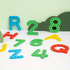 Hand Eye Coordination Digital String Game Toy with Beads & Stacking Stones