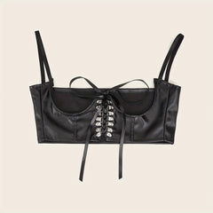Gothic Lace up PU Suspenders Harness Belt Corset