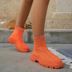 Women's Print Medium Tube Boots Comfortable Non slip Outdoor Boots