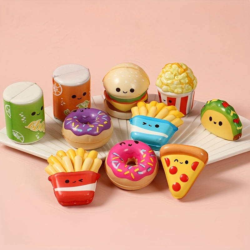 Fast Food Squeeze Toys Set - Kids Party Gift - Burger Donut Pizza - 10-20pcs