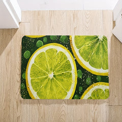 Flannel Kitchen Runner Rug Lemon Strip Carpet Non Slip Mat