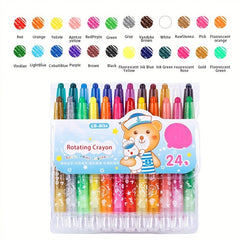 24 Rotating Crayon Set with Twistable Medium Point - Red and Other Colors