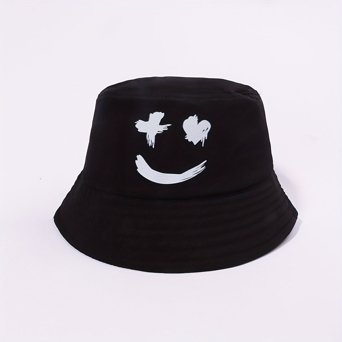 Smiling Face Fisherman Hat Print Bucket Hat Unisex Sunshade Basin Hat