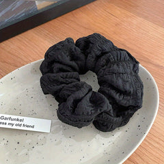 Large Flower Scrunchie Hair Tie Retro Crinkle Bun Hair Rubber Band Accessory
