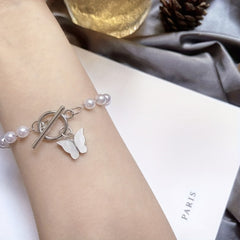 Y2K Butterfly Pendant Pearl Bracelet Decorative Accessories