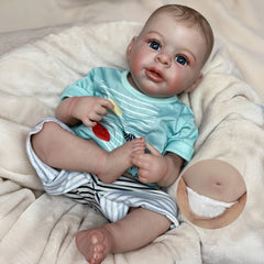 19" Detailed Baby Boy Reborn Doll Full Body Vinyl Painted Hair