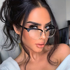 Triangle Metal Frame Clear Lens Glasses Anti Light Eyewear