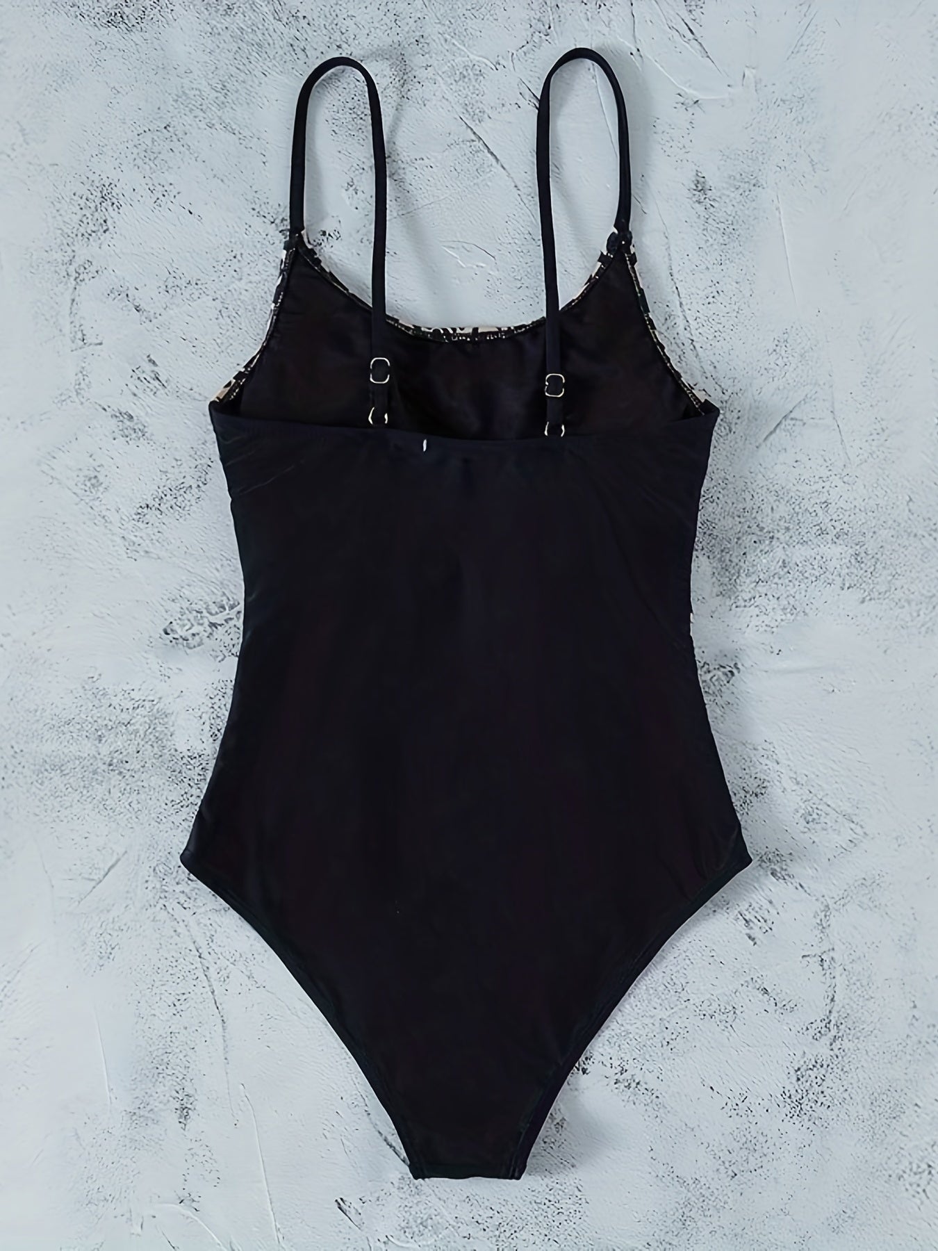 Leopard Print Ruffle Scoop Neck One Piece Swimsuit Women's Swimwear