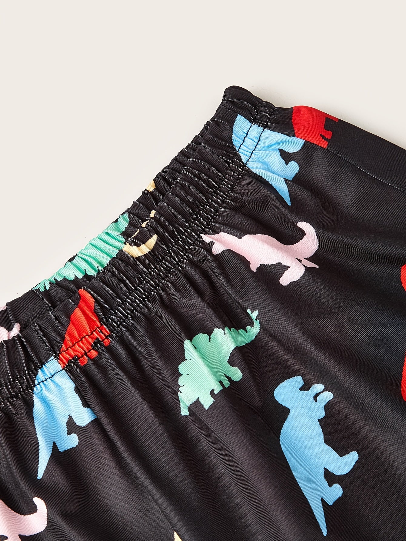 Dinosaur Print Elastic Waist Shorts for Summer