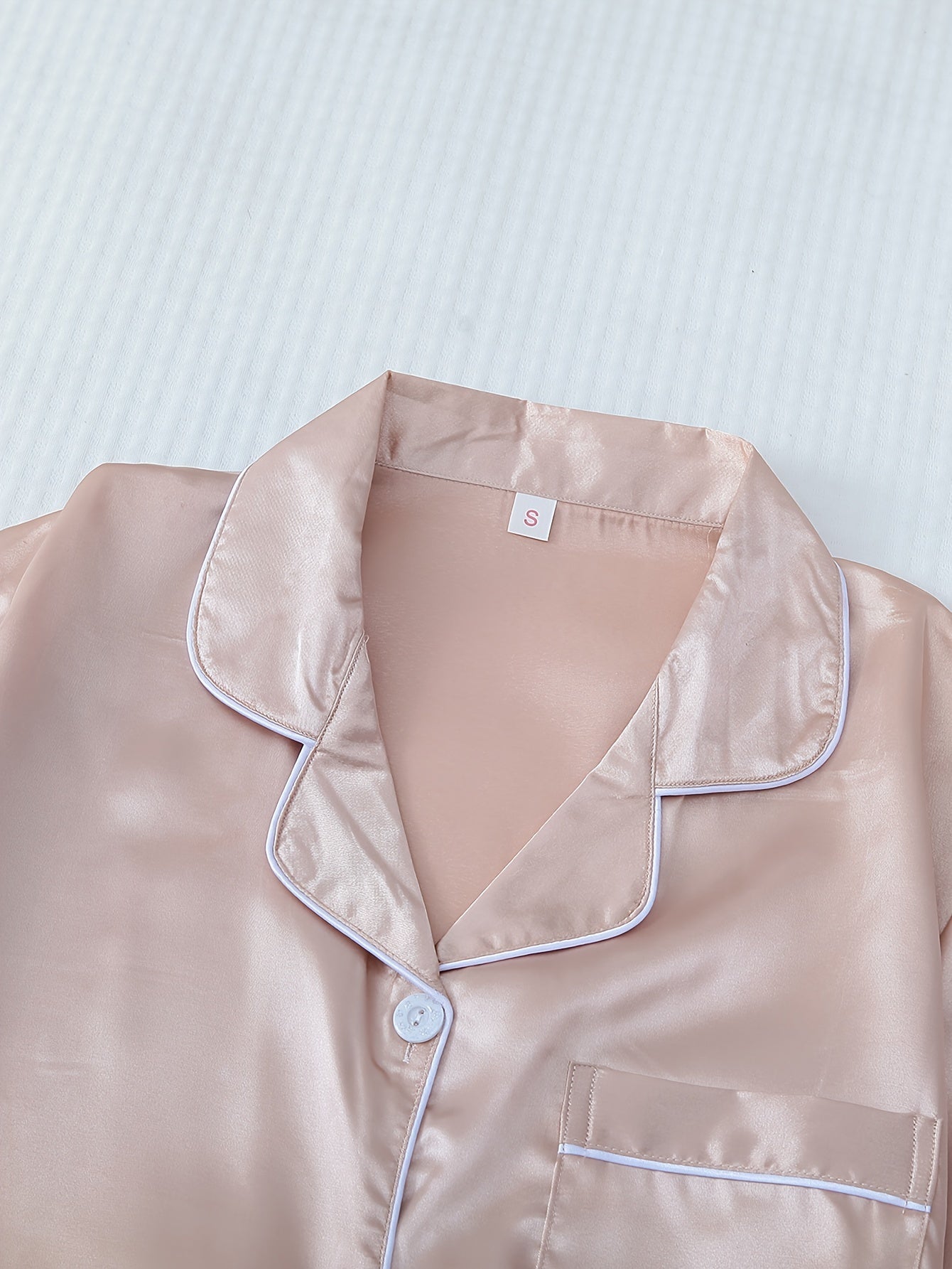 Satin Pajama Set Long Sleeve Top & Pants Women's Sleepwear
