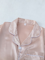 Satin Pajama Set Long Sleeve Top & Pants Women's Sleepwear