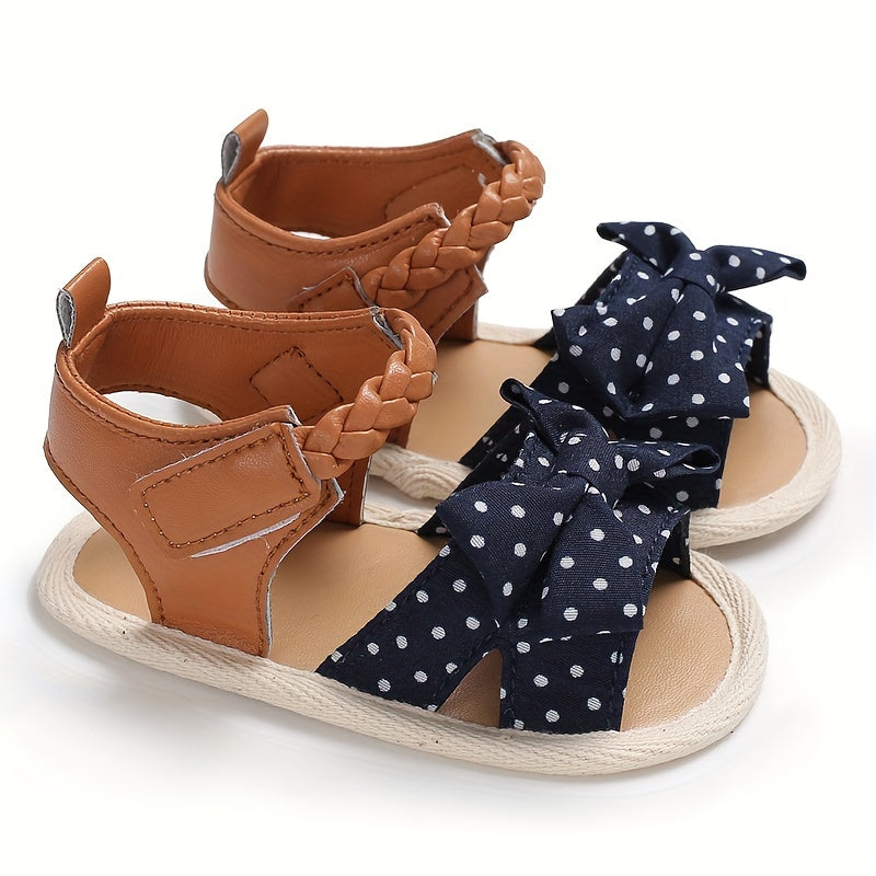 Bowknot Open Toe Sandals For Baby Girls Lightweight Comfortable