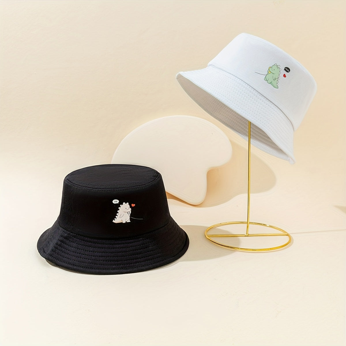 2pcs Cartoon Print Fisherman Hat UV Sunlight Bucket Hat Couple