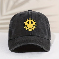 Kids Distressed Happy Face Patch Baseball Cap Sunshade