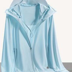 Women's Sunshade Hooded Shirts Drawstring Long Sleeve Cover Up
