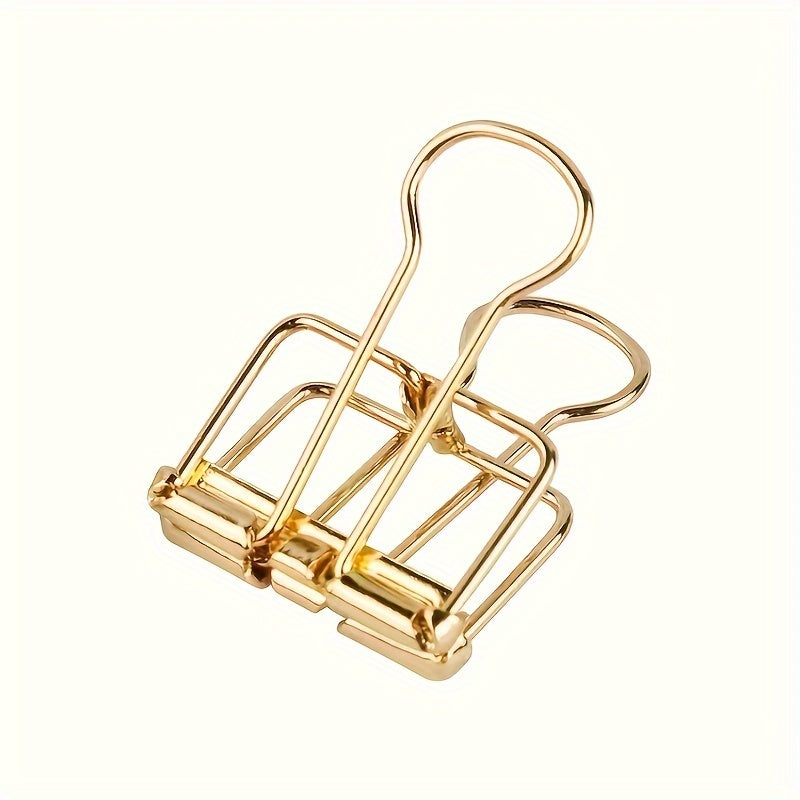 5pcs Office Storage Book Clip Stationery File Clip Metal Hollow Long Tail Clip