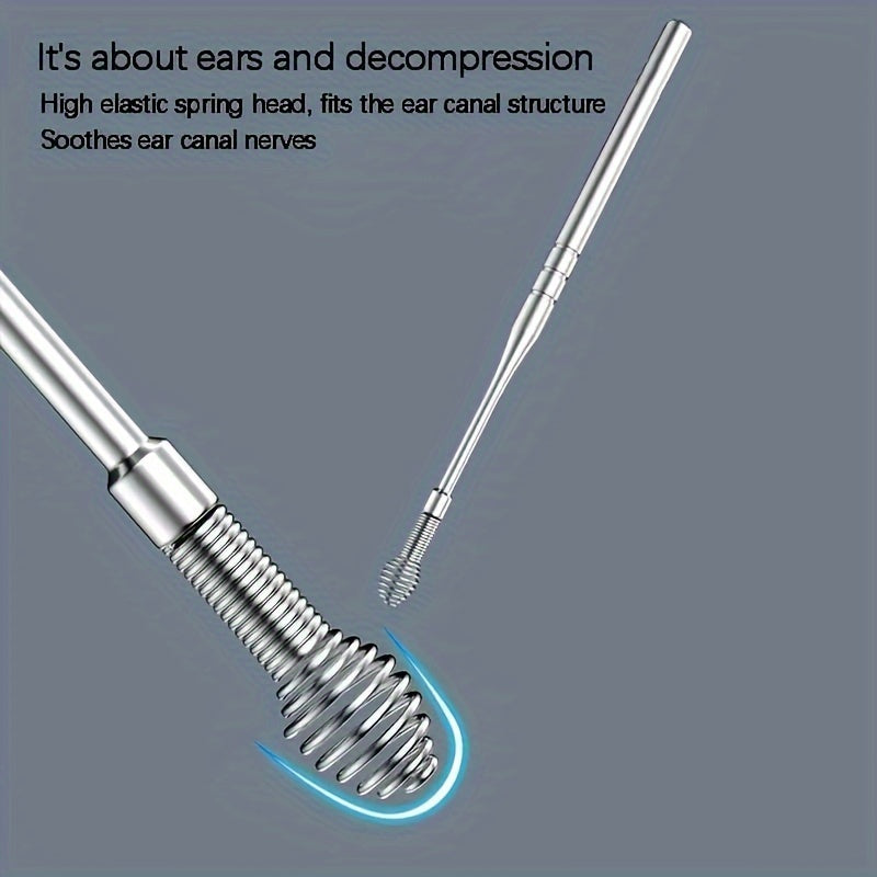 6pcs Stainless Steel Ear Wax Removal Tool Spiral Ear Cleaner Set