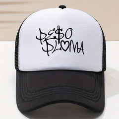 Gothic Letter Print Trucker Hat Mesh Baseball Cap