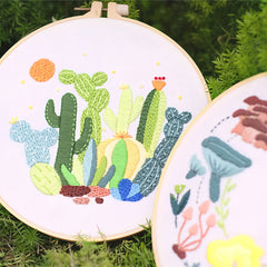 DIY Cactus & Mushroom Themed Embroidery Material Bag