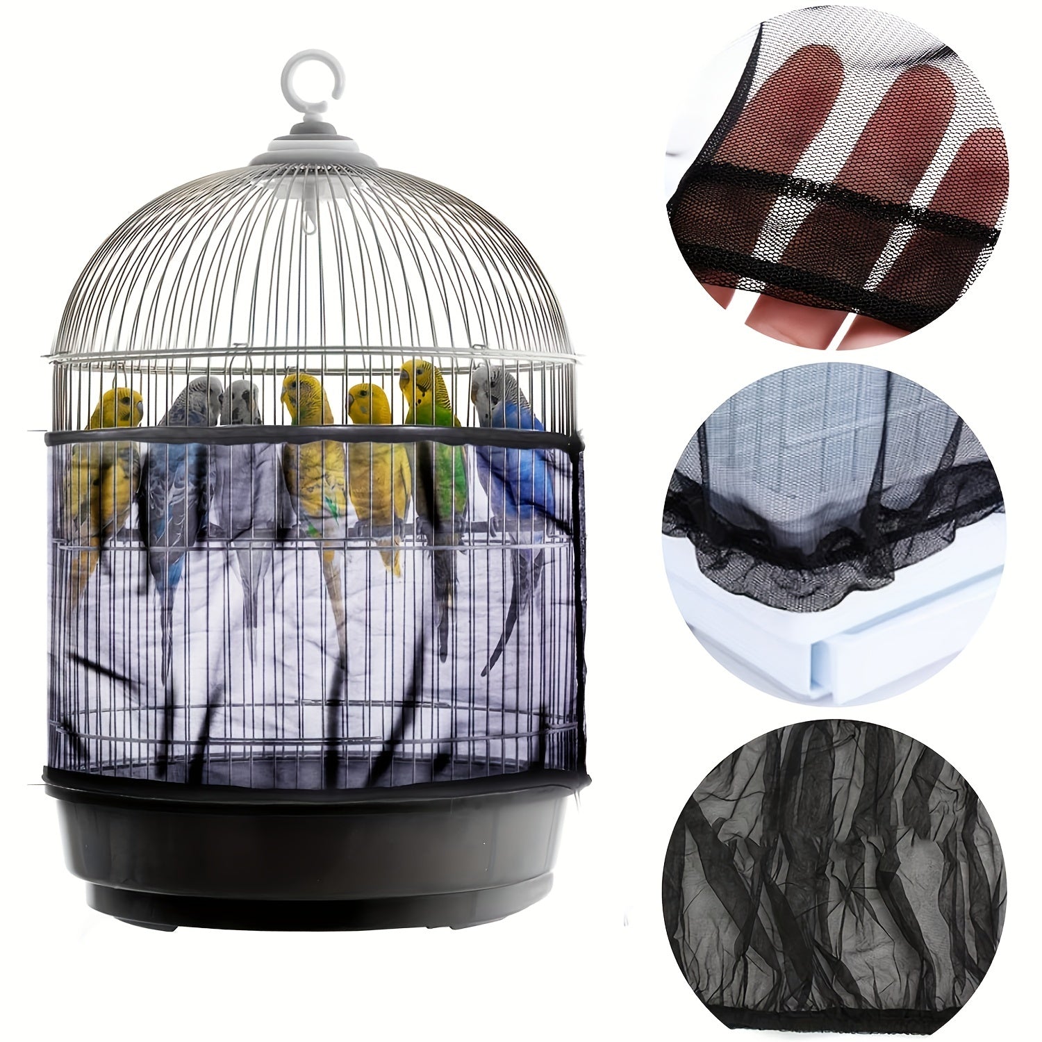 Shell Skirt Mesh Cover Pet Bird Cage Net Cover Stretchy Skirt Birdcage