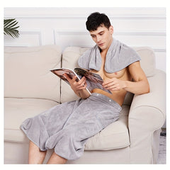 Soft Men's Bath Towel with Pocket Sauna Skirt for Shower and Bathing