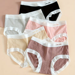 5pcs Colorblock Textured Briefs Soft Intimates Panties Women's Lingerie