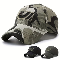Camouflage Baseball Cap with American Flag Print