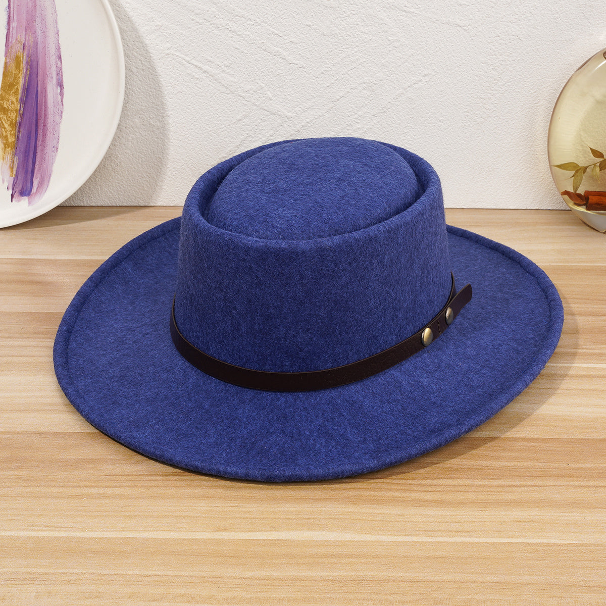 Winter Woolen Jazz Hat Wide Brim Sunshade Retro Flat Top Hat
