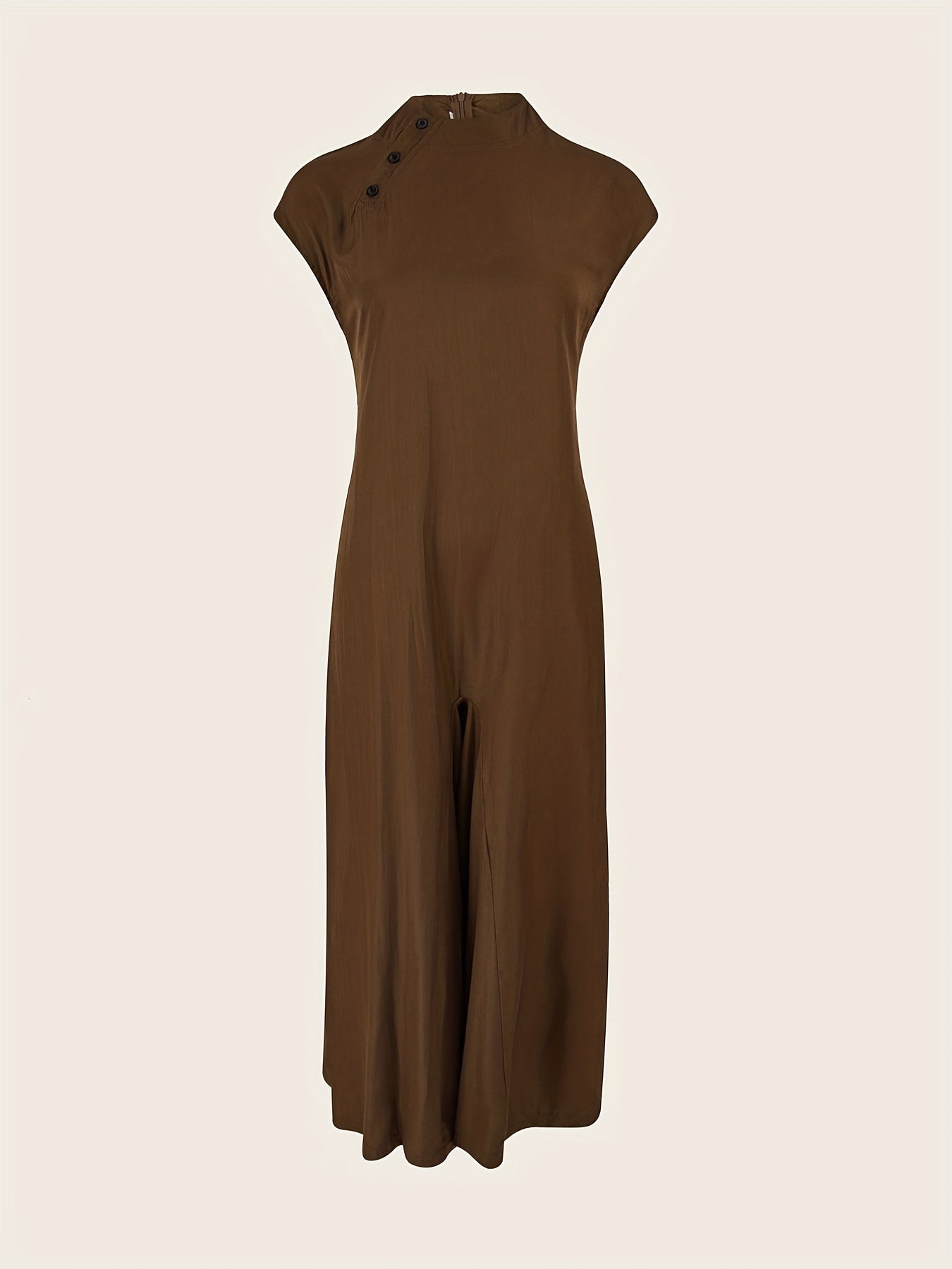 Minimalist Button Wide Leg Jumpsuit Casual Short Sleeve Jumpsuit