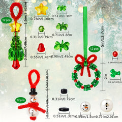 Christmas Beaded Ornament Kit 36pcs Snowman Tree Wreath Craft Party Holiday