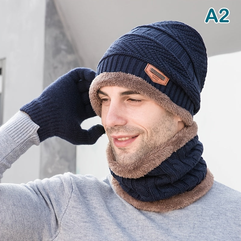 Winter Knitted Hat with Scarf Set