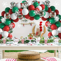 Christmas Balloons Arch Garland Kit with Hanging Snowflakes