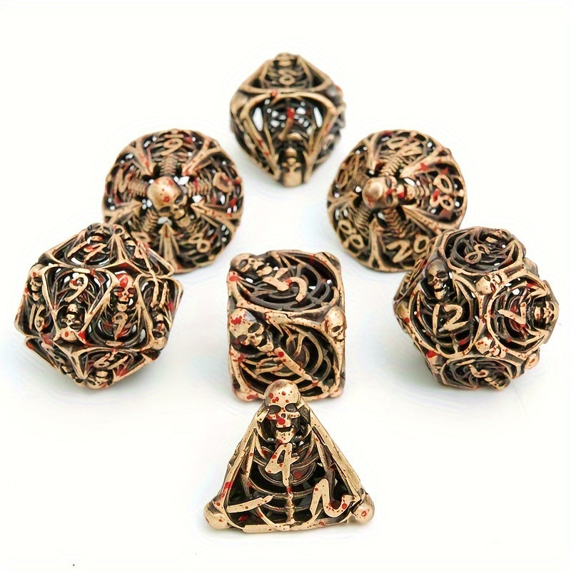 7pcs Skull Hollow Metal Polyhedral Dice Set for RPGs