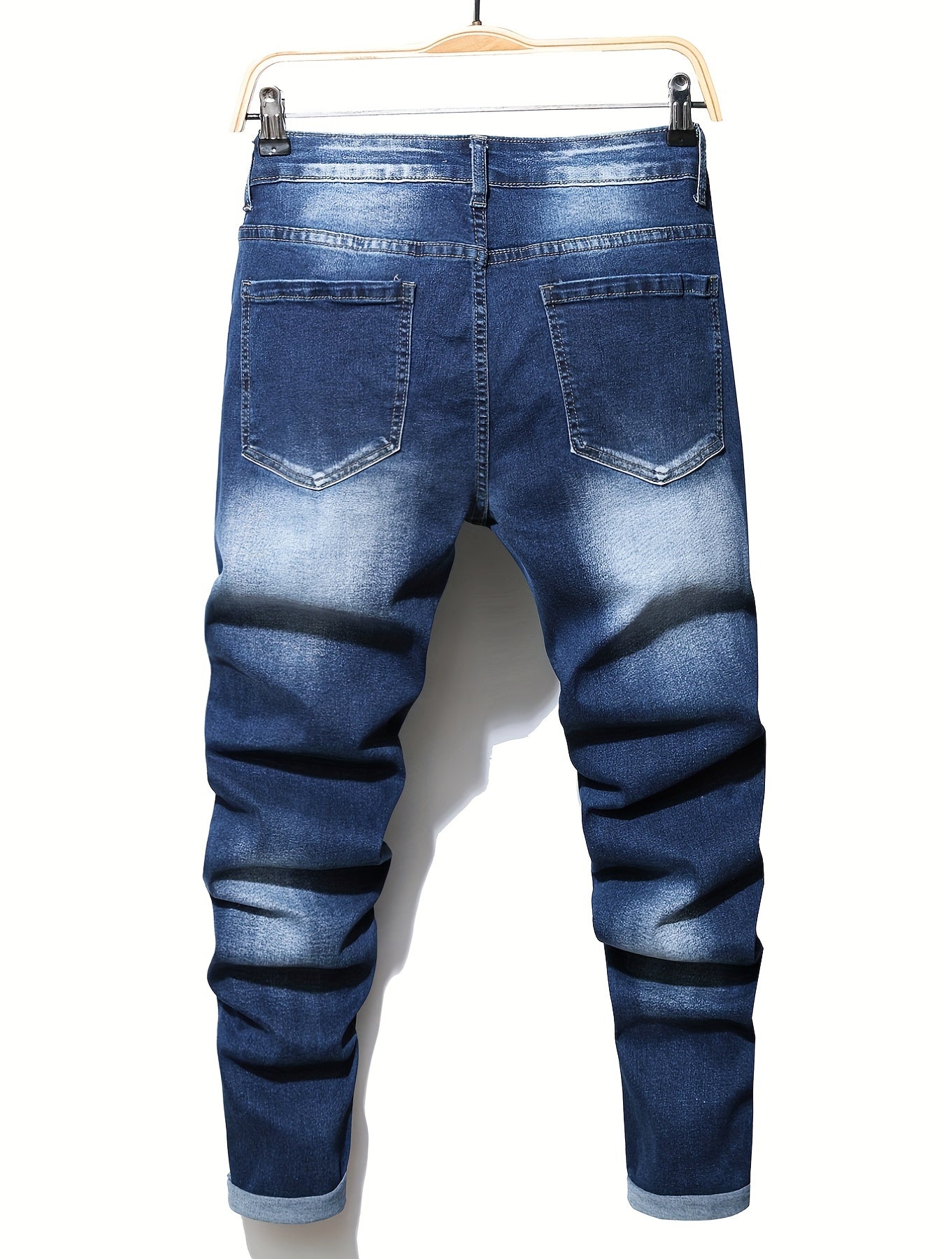 Men's Ripped Skinny Denim Jeans with Pockets