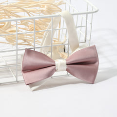 Double Layer Pink Bow Tie Necktie Classic Pre-Tied Shirt Tie for Women