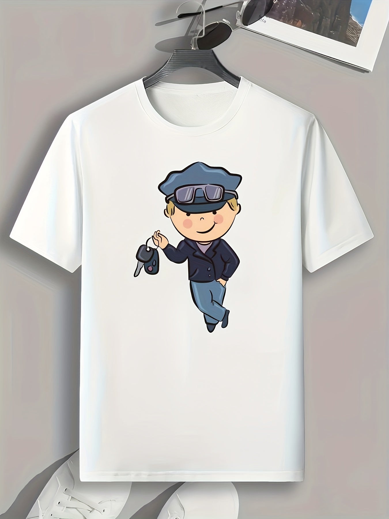 Cartoon Boy Print Men's Graphic T-shirt for Summer