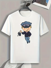 Cartoon Boy Print Men's Graphic T-shirt for Summer