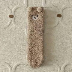 5 Pairs Women's Winter Fluffy Socks 3D Bear Fleece Sock