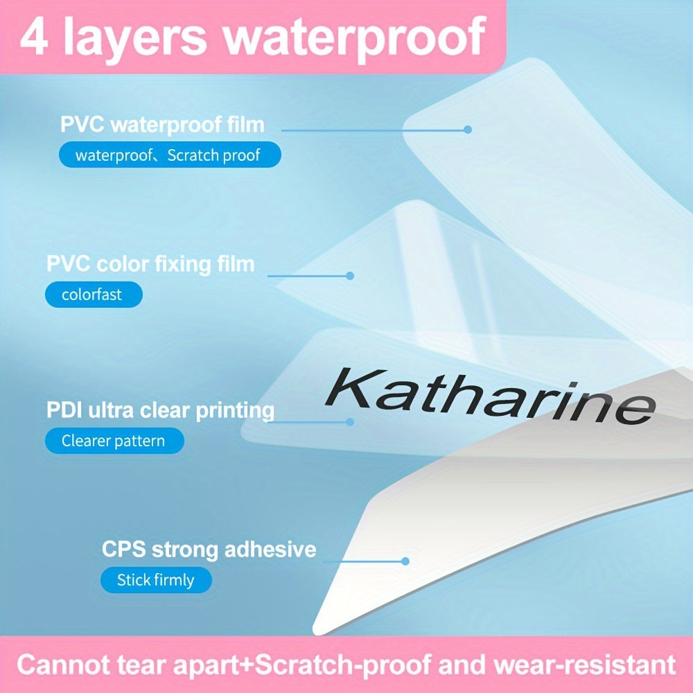 60pcs Customized Transparent Sticker Waterproof 3.0x1.09 cm Smooth Surface