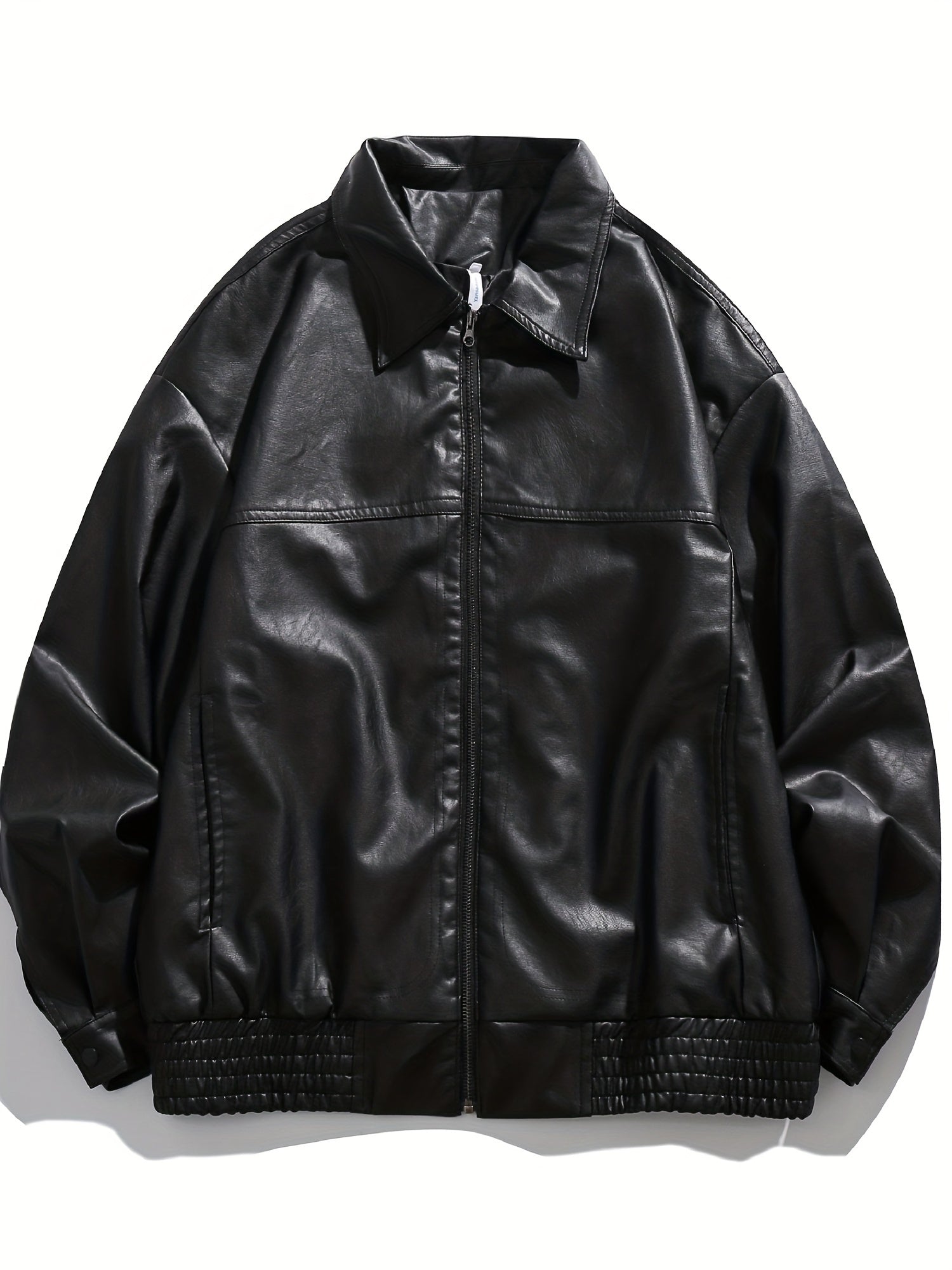 Men's Vintage Lapel Collar PU Leather Jacket